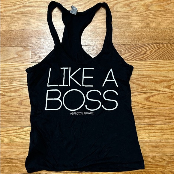 Cotton Heritage Tops - Abandon Apparel Black 'Like a Boss' Tank Top